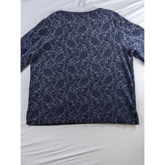 Liz Claiborne Liz & Co. Womens XL Navy Blue Paisley Print Top - Picture 3 of 9
